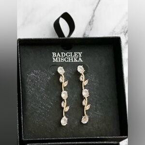 NEW- Badgley Mischka Gold Floral Vine Pierced Earrings